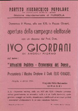 "Apertura della campagna elettorale" - 1958