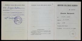 "Libretto personale di Anteo Ruggeri" - [1945]