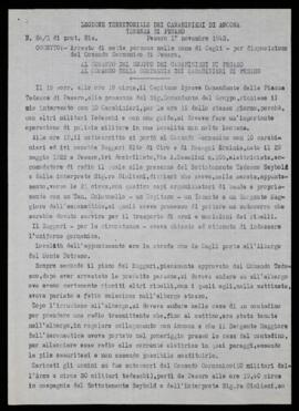 "Arresto di sette persone nella zona di Cagli" - 1943