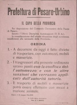 Divieto di trasportare mobili e masserizie - 1944