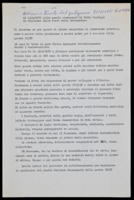 "Relazione tenuta dal partigiano Pezzolesi Renato" - 1977