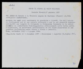 Croce di guerra al valor militare ad Adele Bei - 1957