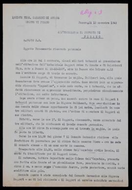 "Pro memoria riservata personale" - 1943
