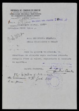 Proposta medaglia d'oro a Erivo Ferri - 1947