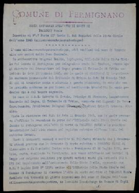 "Copia integrale dell'atto di morte di Paolucci Nando" - 1945