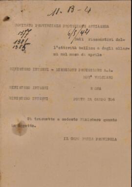 Dati riassuntivi attività bellica - 1944