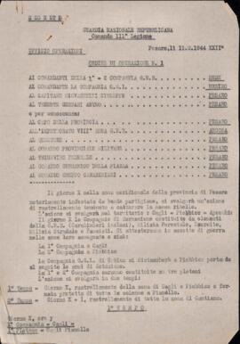"Ordine di Operazione n. 1" - 1944