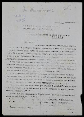 "A tutte le leghe contadine della provincia di Pesaro" - 1947