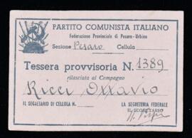 "Tessera provvisoria" - 1944