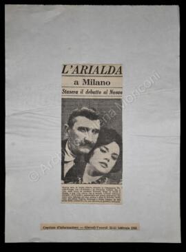 "L'Arialda a Milano. Stasera il debutto al Nuovo"