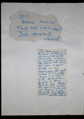 Cartolina di Luchino Visconti per Valeria Moriconi