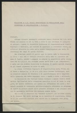 Relazione al C. D. Fillea in preparazione della Conferenza di organizzazione - 25 ottobre 1983.