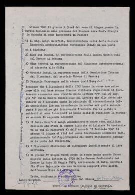 Accordo vertenza SIAP - 1961