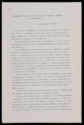"Documento politico approvato nella Conferenza comunale di Fossombrone" - 1980