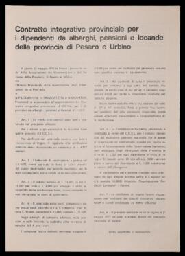 "Contratto integrativo provinciale per i dipendenti da alberghi, pensioni e locande della provincia di Pesaro e Urbino" - 1977