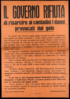 "Il governo rifiuta di risarcire ai contadini i danni del gelo" - [196-]