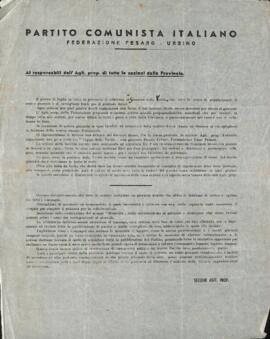 "Ai responsabili dell'Agit-prop. di tutte le sezione della Provincia"