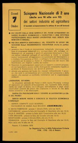 "Sciopero nazionale di 2 ore dei settori industria e agricoltura" - 1976