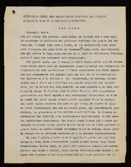 "Conferenza tenuta dal compagno Costantini dopo il compromesso governativo" - 1954