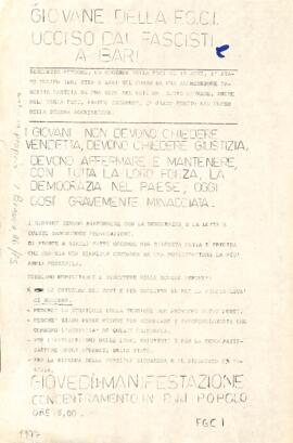 "Giovane della Fgci ucciso dai fascisti a Bari"