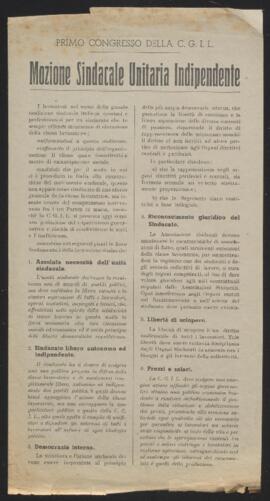 Mozione sindacale unitaria indipendente - 1947