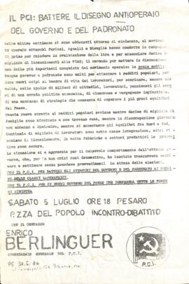 "Battere il disegno antioperaio del Governo e del padronato"