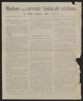 Mozione della corrente sindacale cristiana - 1947