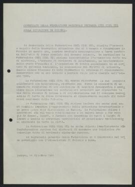 "Comunicato della Federazione nazionale unitaria" - 1981