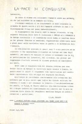 "La pace si conquista" - 1982