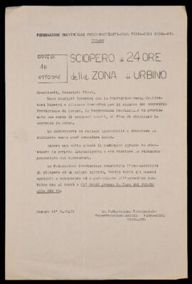 "Sciopero di 24 ore per la zona di Urbino" - 1975