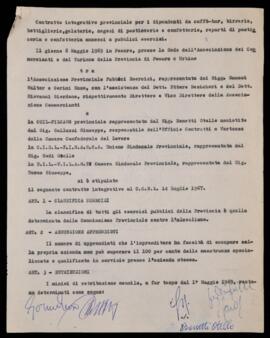 Contratto integrativo provinciale per i dipendenti da caffè-bar - 1969