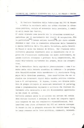 "Documento del Comitato direttivo del PCI di Pesaro e Urbino"