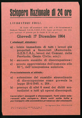 "Sciopero nazionale di 24 ore"