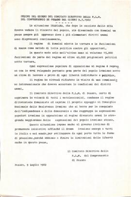 "Ordine del giorno del Comitato direttivo della FLM del comprensorio di Pesaro" - 1982