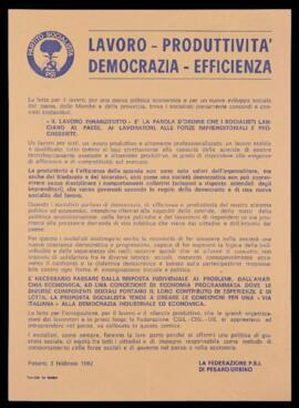 "Lavoro produttività democrazia efficienza" - 1982