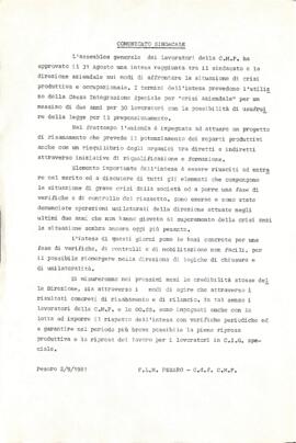 "Comunicato sindacale" - 1981
