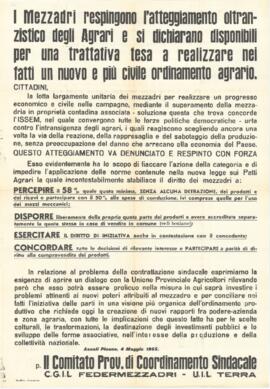 "I mezzadri respingono l'atteggiamento oltranzistico degli agrari" - 1965