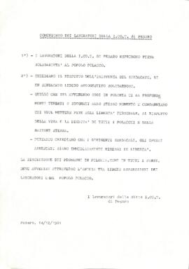 Solidarietà al popolo polacco - 1981
