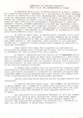 "Comunicato del Comitato direttivo della FLM del comprensorio di Pesaro" - 1982