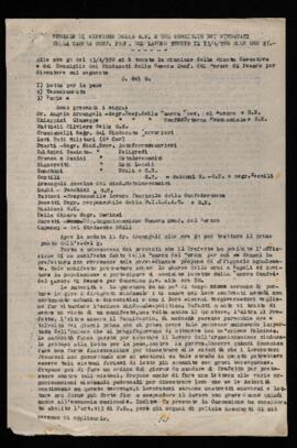 "Verbale di riunione della G.E. e del Consiglio dei sindacati" - 1950
