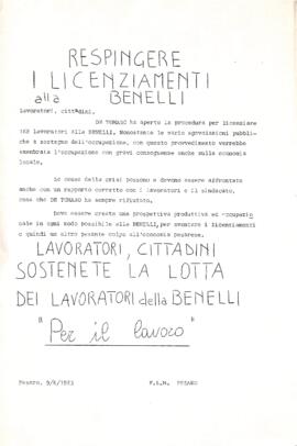 "Respingere i licenziamenti alla Benelli" - 1983