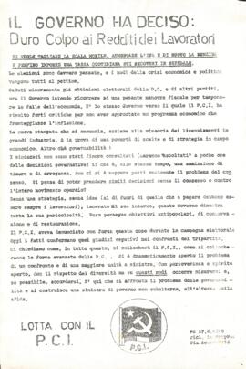 "Il Governo ha deciso: duro colpo ai redditi dei lavoratori"