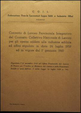Contratto di lavoro provinciale integrativo del CCNL per gli operai addetti alle industrie edilizia e affini