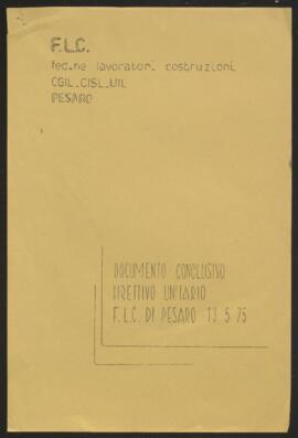 "Documento conclusivo Direttivo unitario Flc di Pesaro 13 5 1975"