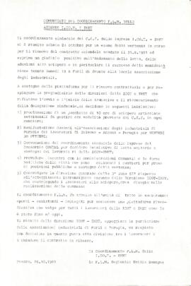 "Comunicato del coordinamento FLM delle aziende ICOT e IMET" - 1981
