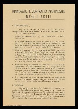"Rinnovato il contratto provinciale degli edili" - 1964