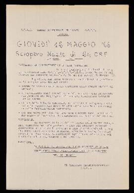 "Giovedì 12 maggio '66 sciopero nazionale di 24 ore" - 1966