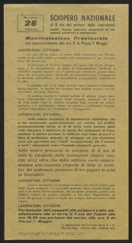 "Sciopero nazionale di 8 ore del settore costruzioni" 1975