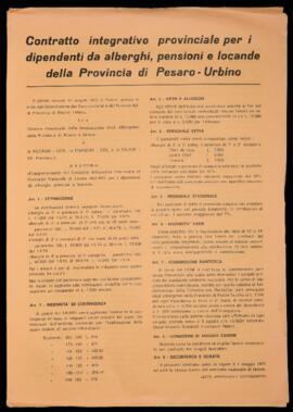 "Contratto integrativo provinciale per i dipendenti da alberghi, pensioni e locande della provincia di Pesaro e Urbino" - 1973