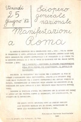 "Sciopero generale nazionale manifestazione a Roma" - 1982